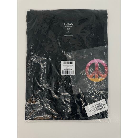 Torrid Size 3 Peace Sign Relaxed Fit Heritage Jersey Crew Tank Top 3X or 22-24 - Picture 2 of 3